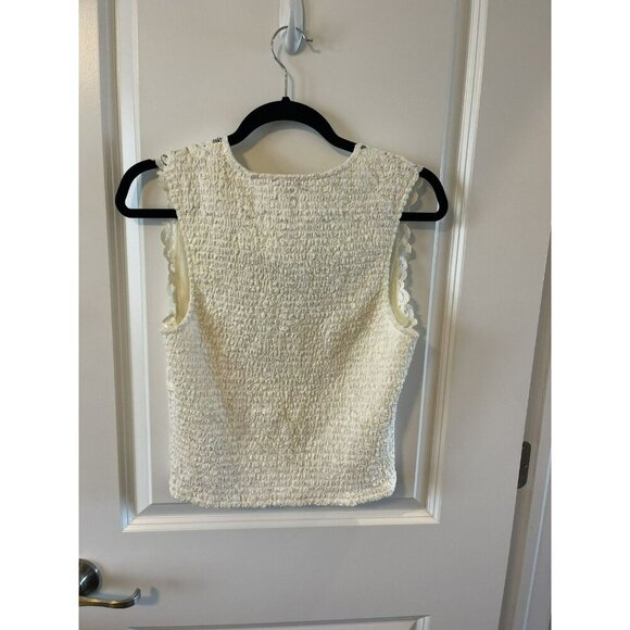 NWOT Express Ivory crochet Lace Corset Cropped Top M fitted v neck sleeveless - Picture 2 of 4